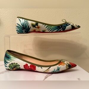Christian Louboutin Solasofia White Flora, Hawaii, Size 39.5 (9-1/2), EUC